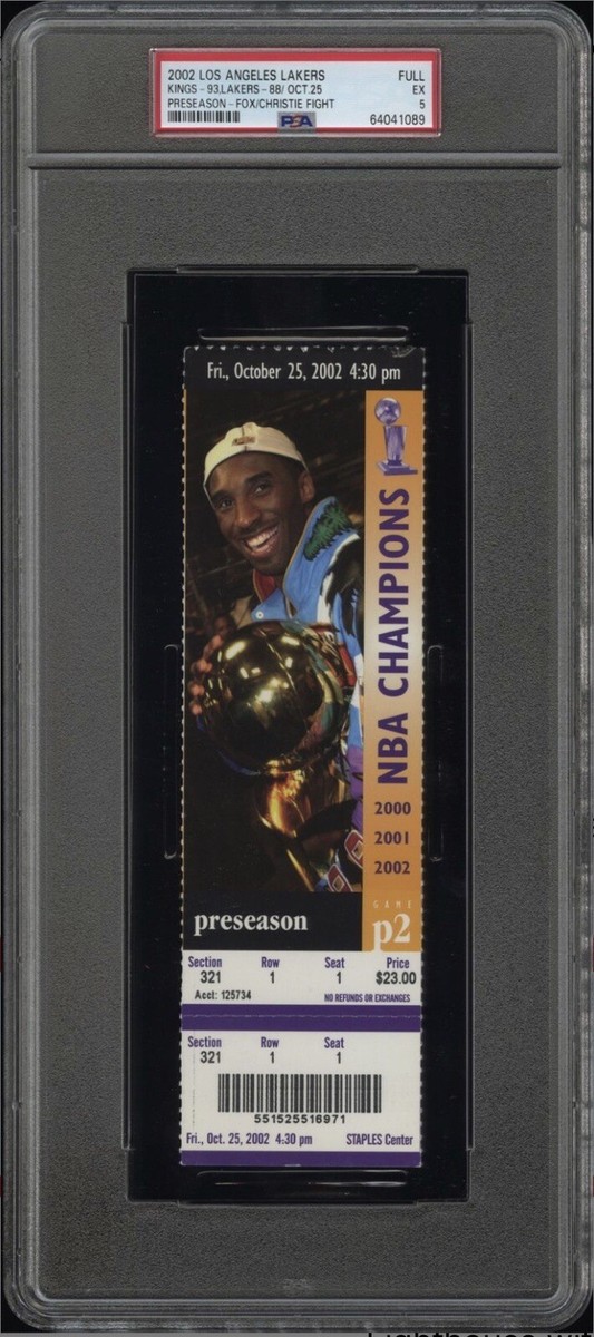 DOUG CHRISTIE & RICK FOX FIGHT LAKERS/KINGS FULL TICKET 2002🎟KOBE