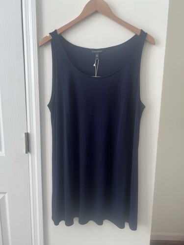 Eileen Fisher Size XL NEW ($148) Midnight Blue Stretch 100% Silk Jersey Tunic