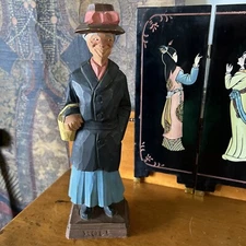 VINTAGE CARVED WOOD FIGURINE GERALD PAT HANNAH ROSE CANADIAN CARVER