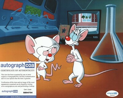 MAURICE LAMARCHE SIGNED PINKY AND THE BRAIN 8x10 PHOTO - ACOA COA