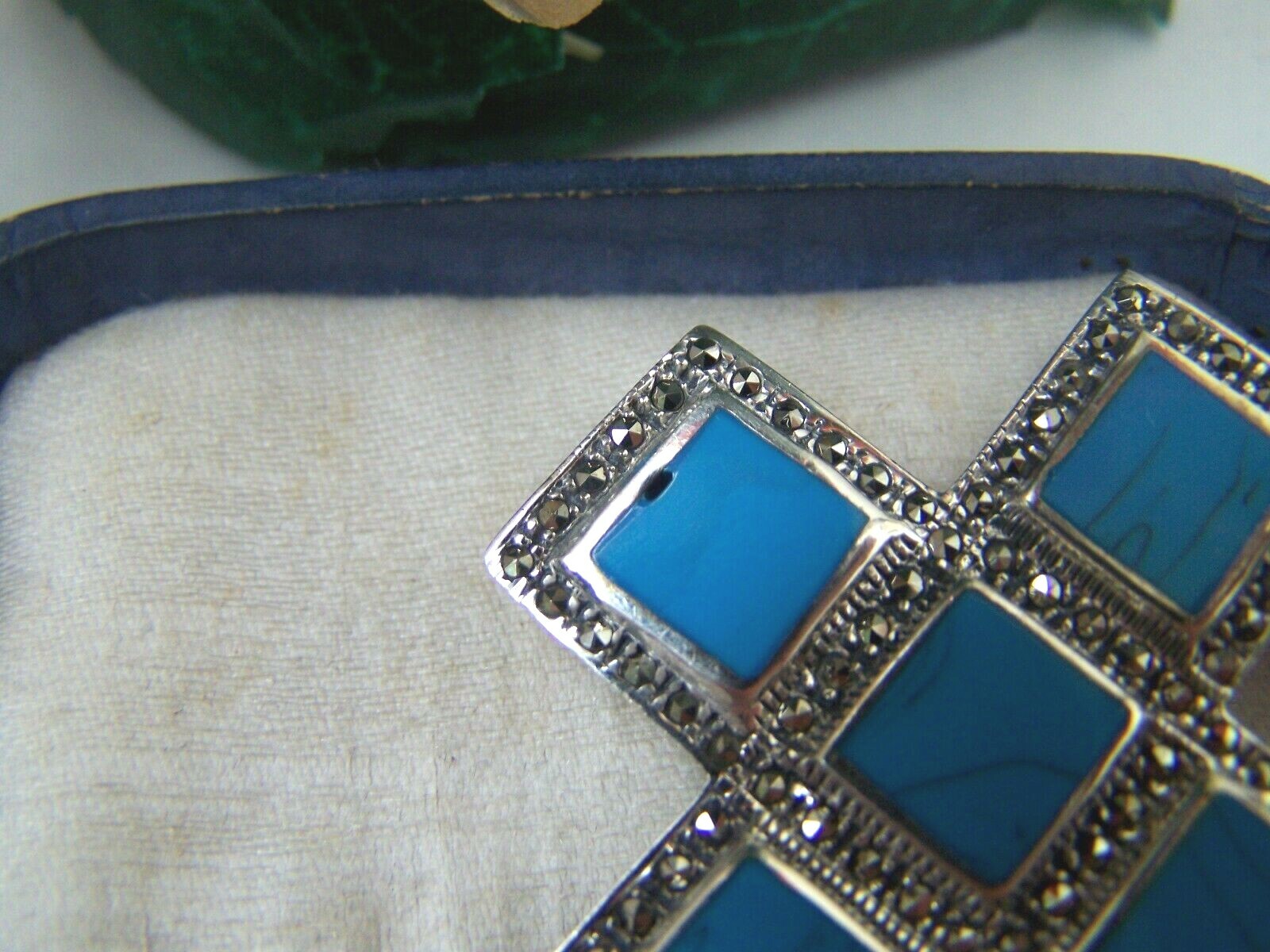 GORGEOUS LARGE SOLID STERLING SILVER TURQUOISE MA… - image 6