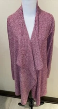 Barefoot Dreams Bamboo Chic Lite Fuzzy Red White Waterfall Cardigan Sweater S/M