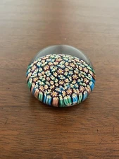 BEAUTIFUL VTG MURANO Multicolored Floral MILLEFIORI Glass Paperweight 2.5"W