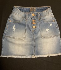 Justice - Denim Distressed Mini Skirt - Size 8 - with Pockets - NWT