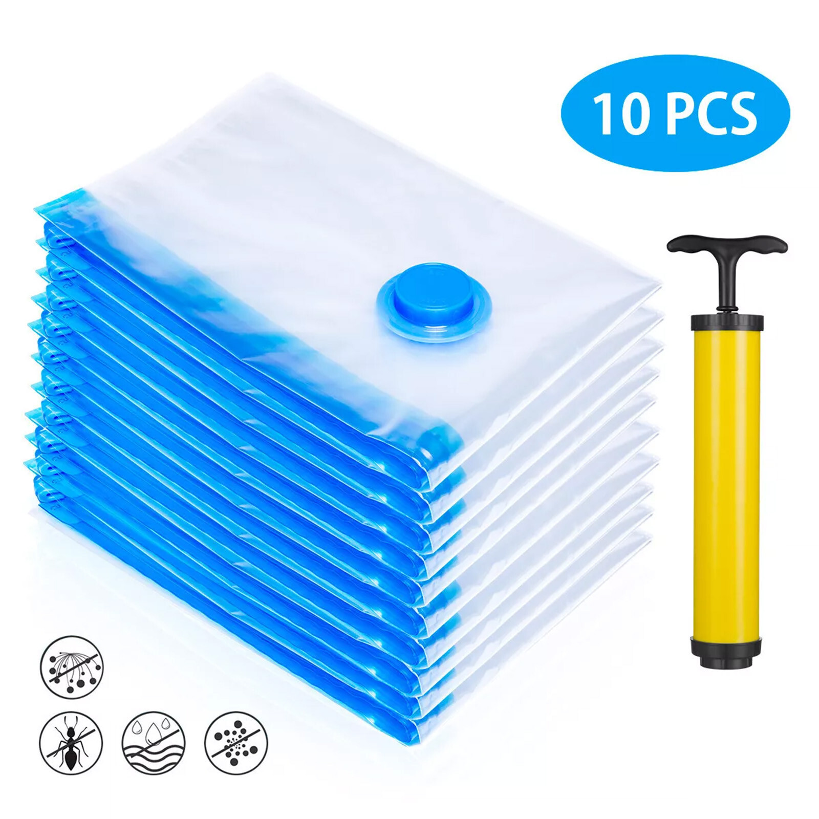10 x Large Vacuum Storage Bags Travel Space Saver Garment Seal Clothes Hand Pump
