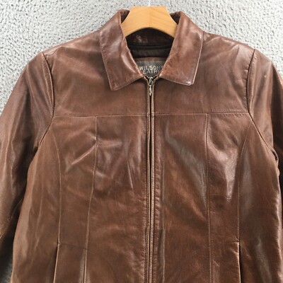 Wilsons Leather Jacket Mens XL Brown Thinsulate Insulation Full