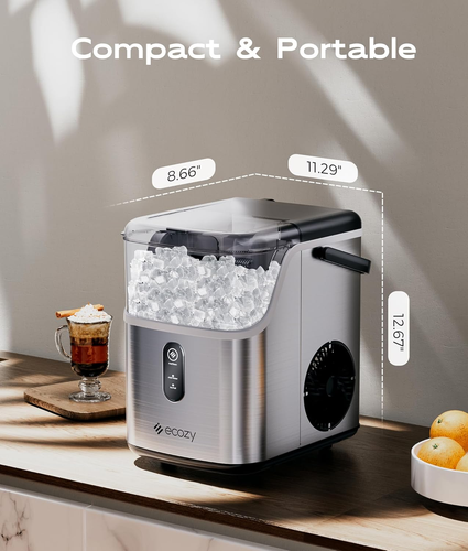 Nugget Ice Maker Countertop, Ice Maker with 33 Lbs/24H, Crushed Pellet Ice Cubes - Imagen 7 de 8