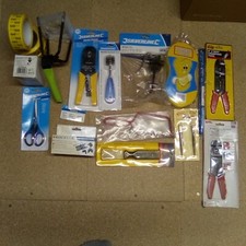 Lot hand tools 17 items gas tape hand cultivator oil can paint chisel new