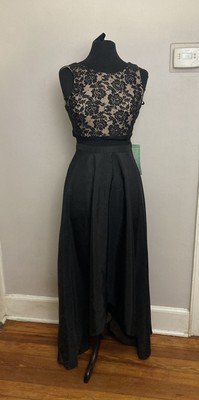 dj jaz formal dresses DJ-JAZ Women Formal Evening Prom Party Dress-Navy W/Silver Design Long Size 5