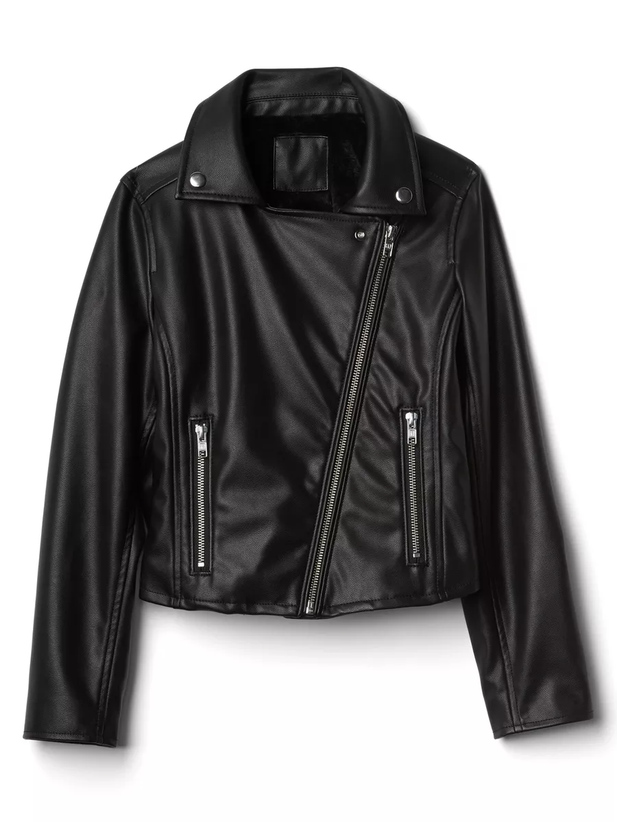 Gap leather deals biker jacket