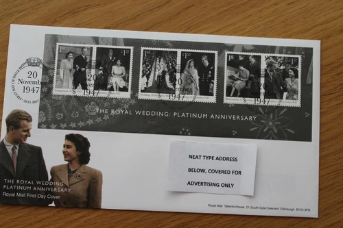 GB 2017 Platinum Wedding Anniv Miniature Sheet FDC London Cancel Free UK P&P