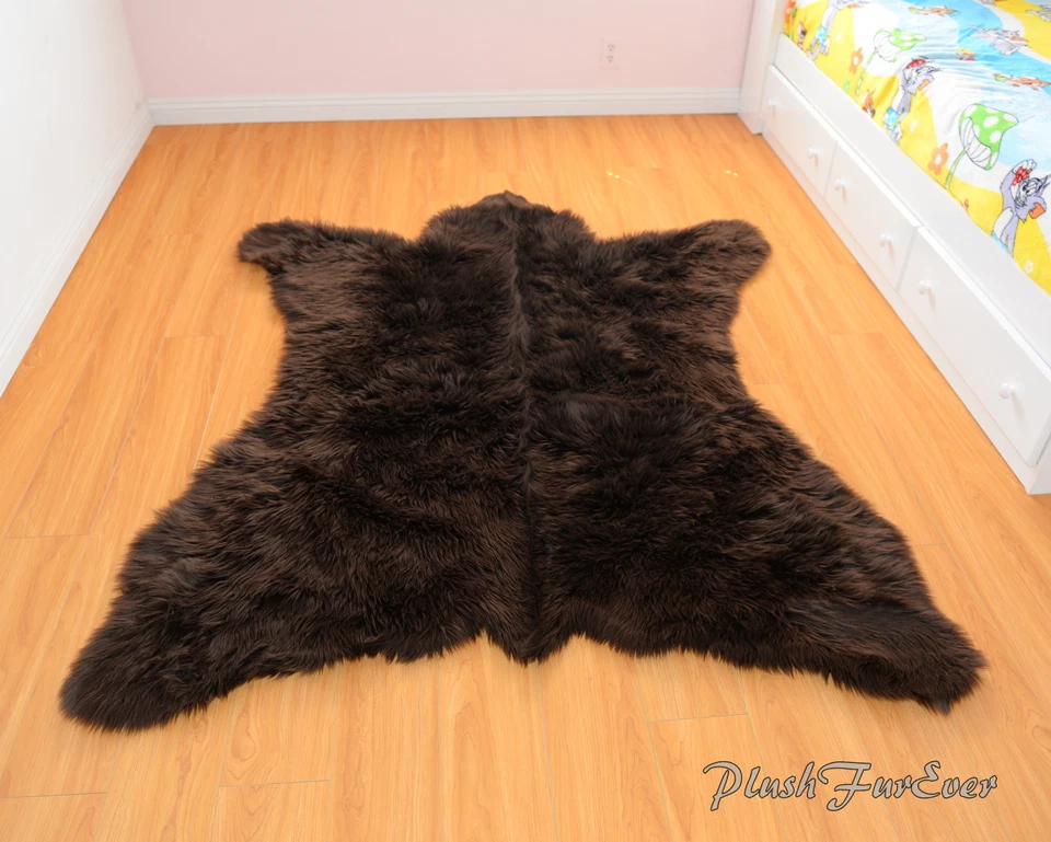 Alfombra de oso pardo marrón 5' x 6' detalles de piel sintética área piel de oso peluche Ever 5*6 Foto 2 de 2