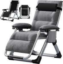 H&ZT Sedia Sdraio Pieghevole Portata Lettino Prendisole con Cuscino Porta Tazze 200KG