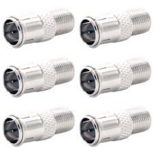 6x F-Type Male to Female Quick-Push-On Adapter Coaxial Cable Connector Nickel
