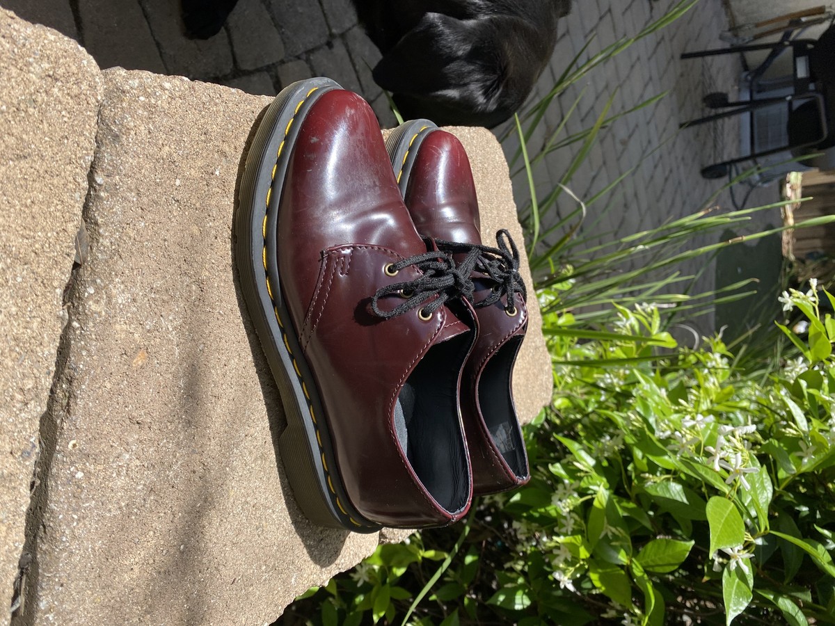 Doc Martens Vegan 1461 Oxford Shoes in Cherry Red [Pre-owned Doc Martens Vegan 1461 Oxford Shoes in Cherry Red [Pre-owned