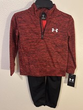 Under Armour Youth Boy 2 Piece Hoodie/Pants Set Red  Black Size 4 NWT