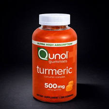 Qunol Turmeric Curcumin Gummies 500mg Tangerine Vegan Gluten Free