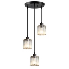 3-Lights Crystal Pendant Light Fixture, Hanging Light Fixture Kitchen Island,...