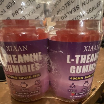 XIAAN L-Theanine Gummies 400mg Sugar Free Raspberry Flavor 60 Count