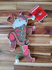 Darling Vintage Mary Engelbreit Christmas Tree Ornament Wood Die Cut Pull String