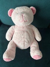 Vintage Teddy Bear mothercare Soft Toy pink stitched eyes mouth, smiley face 