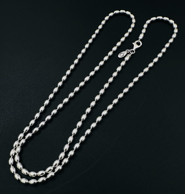 PANDORA 925 Sterling Silver Rice Ball Beaded Chain Necklace 23.6 