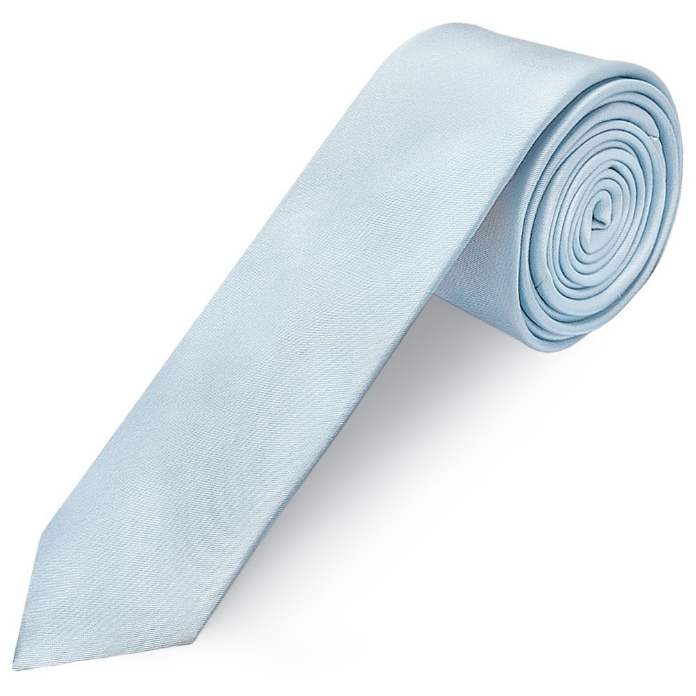 Plain Misty Blue Boys Satin Skinny Tie Wedding Christening Prom Slim Thin Tie