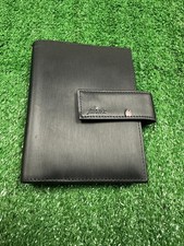 Filofax Steel Pocket Organiser Black Leather 6 Ring Early 2000s Planner Binder