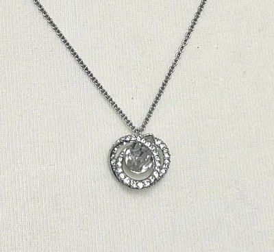 Swarovski Generation Pendant Necklace White Crystal Rhodium Plated Adjustable 34