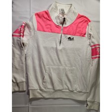 Victoria's Secret PINK Quarter Zip Pullover Sweatshirt White Pink Women's Large