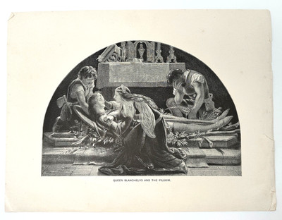 Queen Blanchelys and the Pilgrim'' Antique Print   Arthurian or Medieval Revival