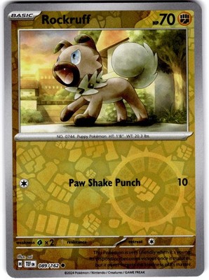 Pokemon Rockruff Temporal Forces 89/162 Reverse Holo Near Mint English