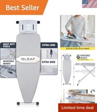 Full Size Ironing Board with Cover Adjustable Height Collapsible Standing Iro...