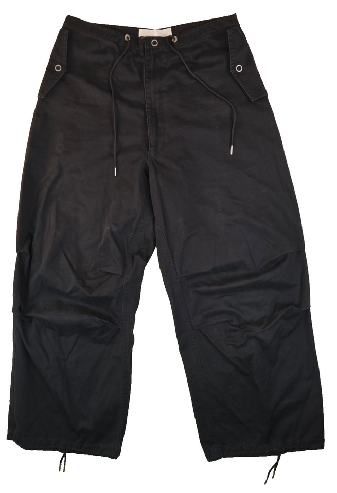 Dion Lee Black Wide Leg Utility Parachute Pants Grommet Detail