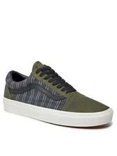 VANS Old Skool Grunge Plaid Multi Green Olive Blue Sneaker 751505 Mens Size 4