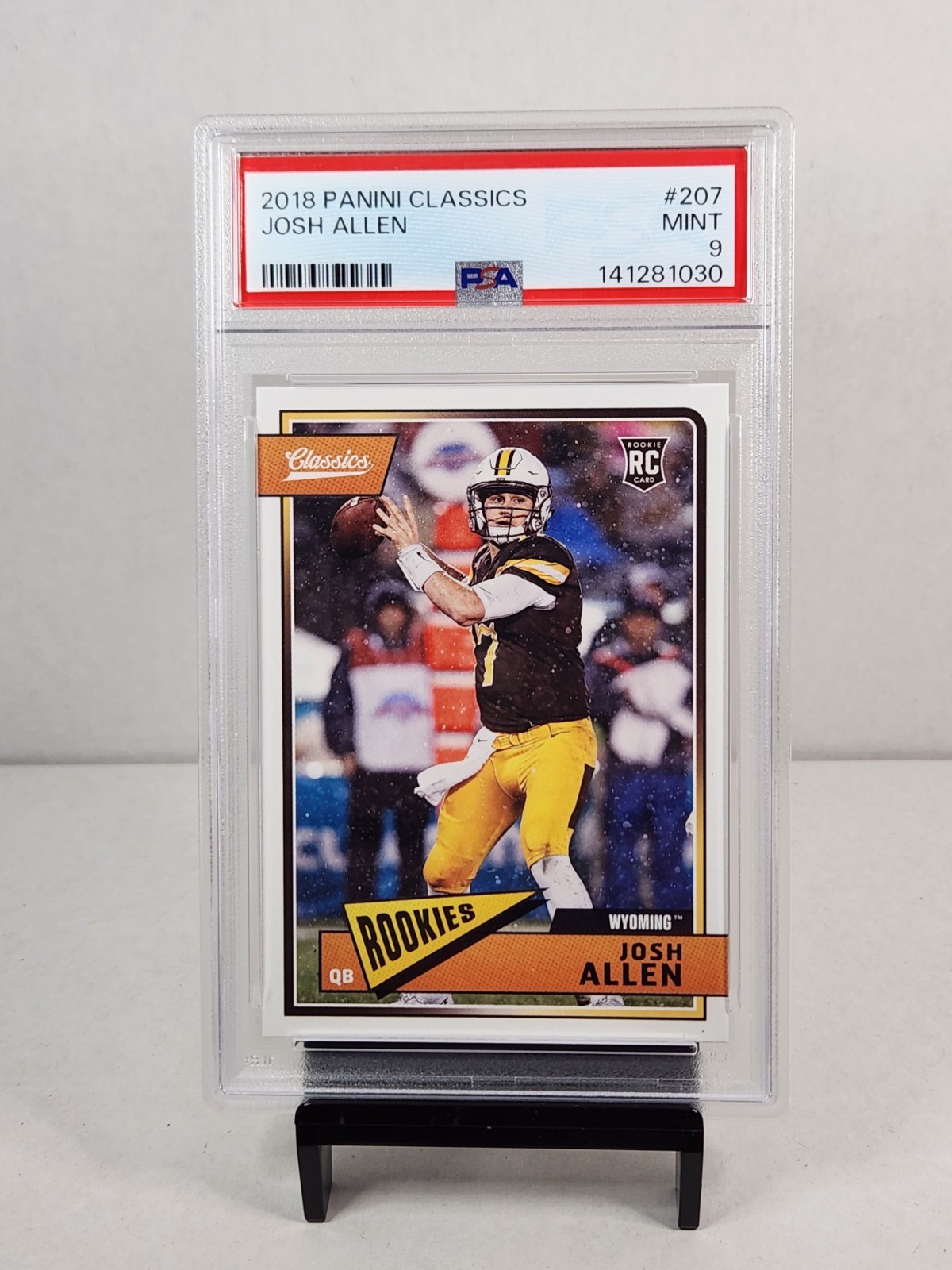 2018 Panini Classics #207 Josh Allen RC PSA Mint 9 Buffalo Bills, Wyoming