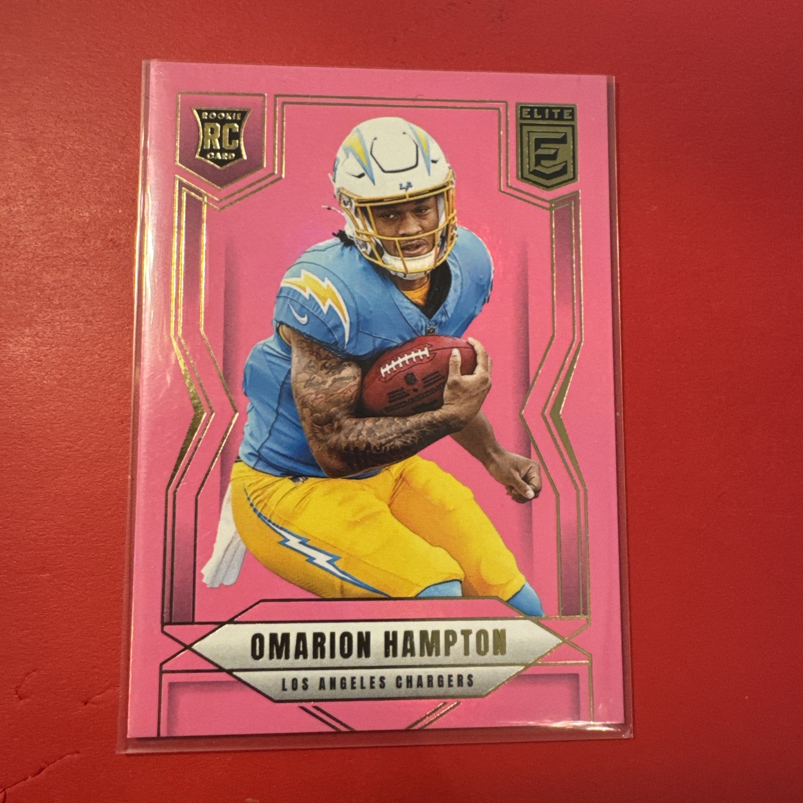 2025 Panini Donruss Elite - Rookies Omarion Hampton #132 Pink Ink (RC) Chargers