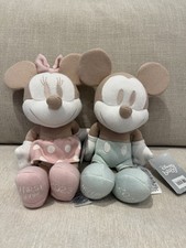 Disney Baby Mickey  Minnie Mouse baby Blue Pink Pastel Plush Set of 2