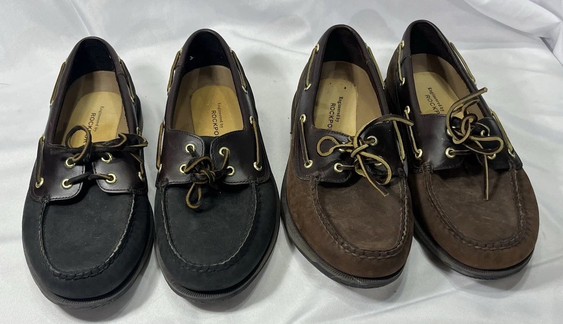 Lotto 2 paia Rockport #M5109 M5108 10 5W cioccolato corteccia nabuk pelle conciata ad olio