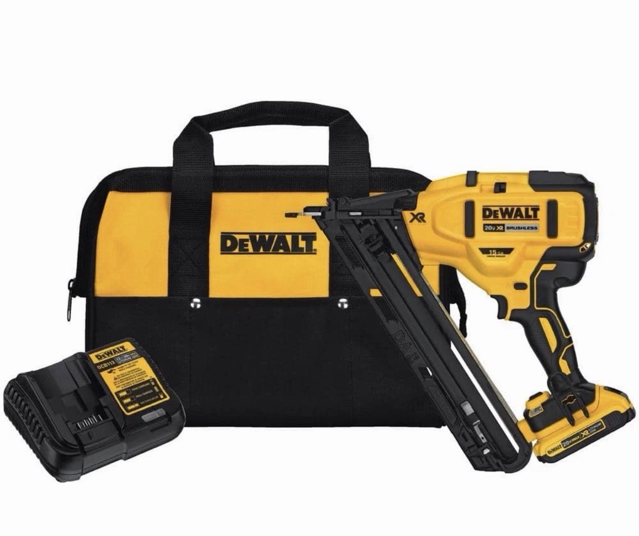 DEWALT DCN650D1 20V MAX XR 15GA Angled Finish Nailer Kit - U