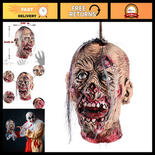 Spooky Halloween Hanging Severed Head Prop, Bloody Latex Zombie Decoration