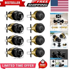 4 Pack Matte Black Door Lock Set Deadbolt And Knob Keyed Alike With Keys