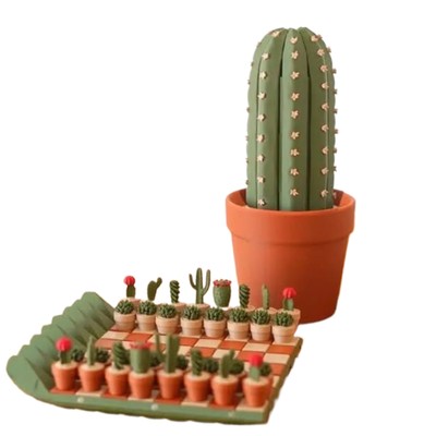 Cactus Chess/Checkers Set: Roll Up Travel Brettspiel, Kaktusstücke