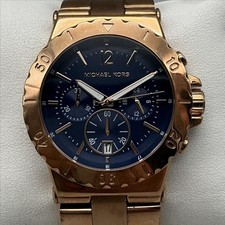 Michael Kors Mens Watch 42mm Gold Tone Chronograph MK-5410 New Battery 7.75"