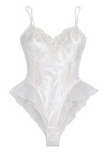 Vintage Victoria's Secret Women's 90s Cream Lace Bodysuit Lingerie / Medium