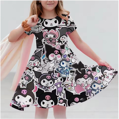 Sanrio 2026 New Girls Summer Dress Fashion Cartoon Cute Hello Kitty 3DPrint 