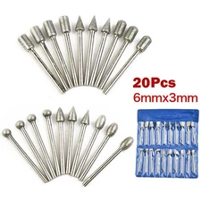 20pcs  3mm Shank Diamond Burr Set Drill Bits for Rotary Tool Grinding Heads