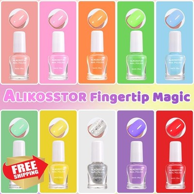 ALIKOSSTOR Kids Rainbow Peel Off Water Based Nail Polish 10pc Kit