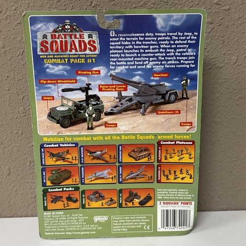 1997 Galoob BATTLE SQUADS COMBAT PACK #1 JEEP HOWITZER TROOPS - NEW - Picture 2 of 7