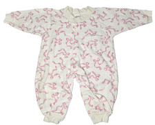 Vintage 60s 70s Baby One Piece Pink Bow Snap Fasteners 3-6 Months Made in Greece